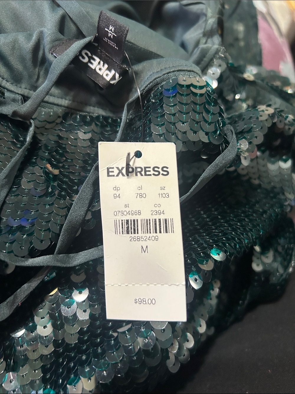 Express Emerald Sequin Party Dress - Picture 4 of 4